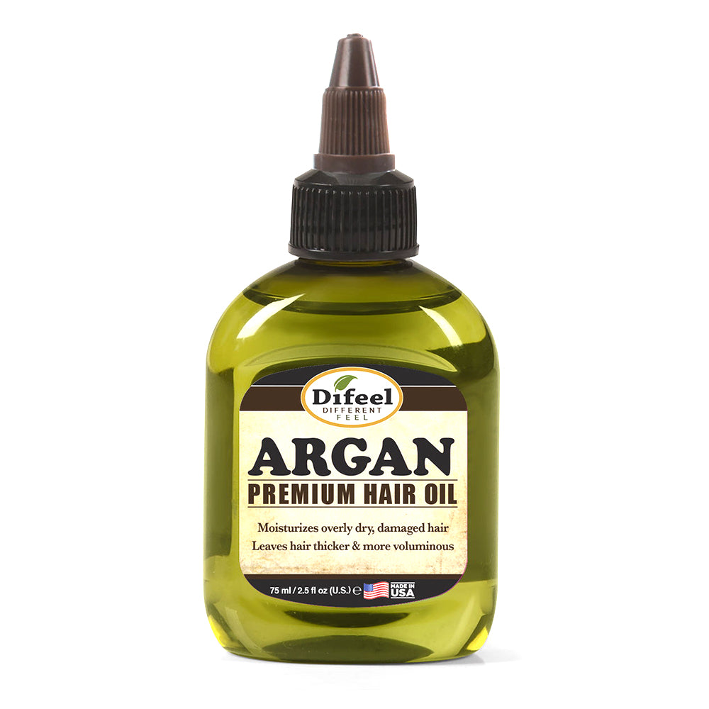 Difeel Premium Natural Hair Oil Argan Oil Moisturizes Leaves Hair Thicker and More Voluminous 2.5Oz (75ml)