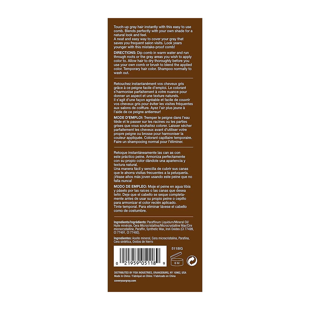 Irene Gari Cover Your Gray Color Comb, Dark Brown, 0.33 Oz