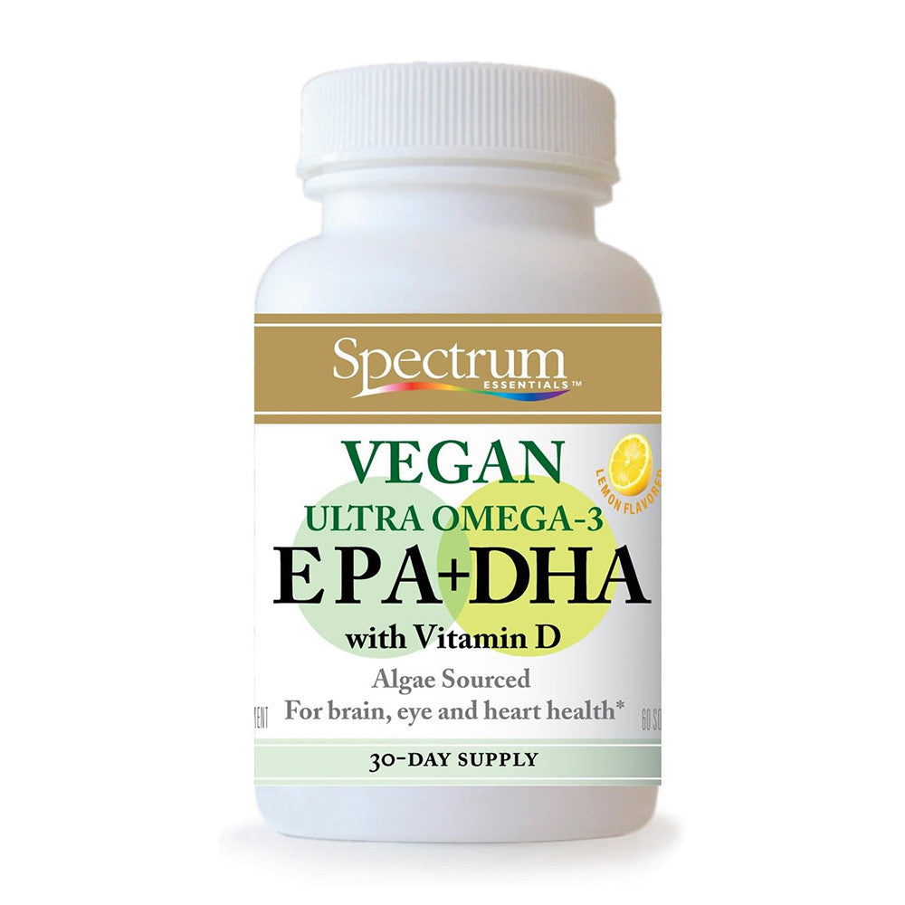 Spectrum Essentials Vegan Ultra Omega3 EPA and DHA with Vitamin D SoftGels, 60 Ea