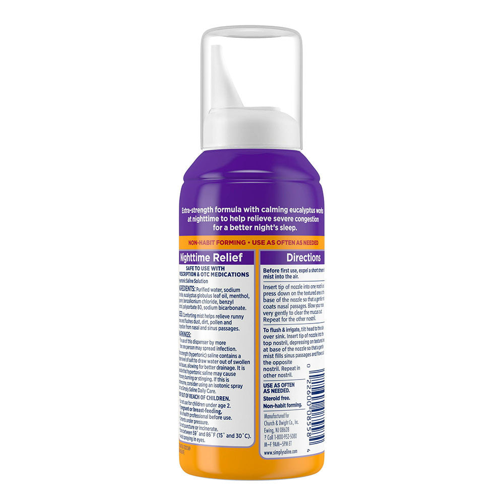 Simply Saline Plus Nighttime Formula, Extra Strength, 4.6 Oz