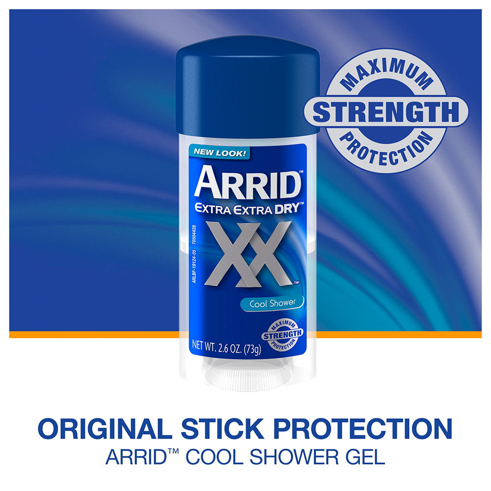 Arrid Extra Dry Antiperspirant Deodorant Clear Gel, Cool Shower, 2.6 Oz