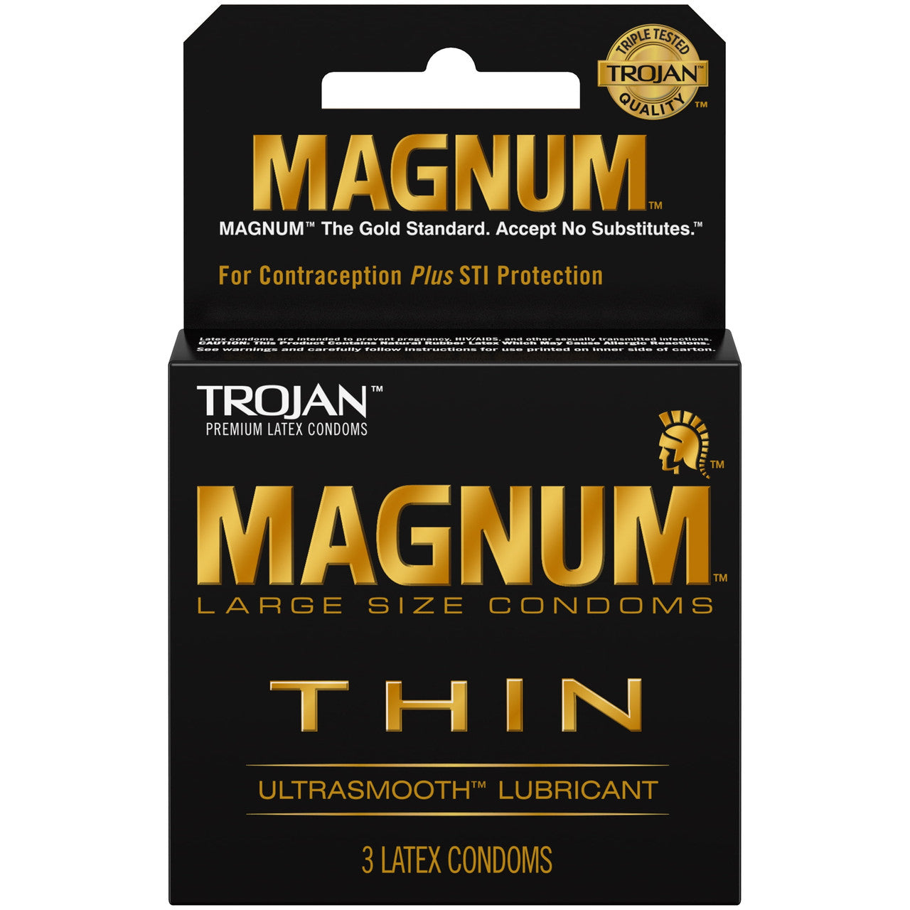 Trojan Magnum Thin Ultrasmooth Lubricant L0arge Size Condoms, 3 Ea