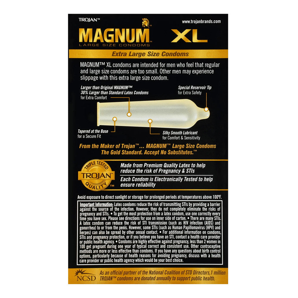 Trojan Magnum XL Lubricated Large Size Latex Condoms - 12 Ea/Pack, 4 Pack