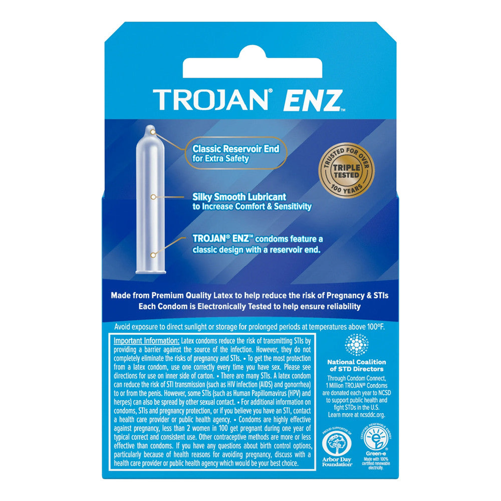 Trojan-Enz Lubricated Latex Condoms - 3 Ea