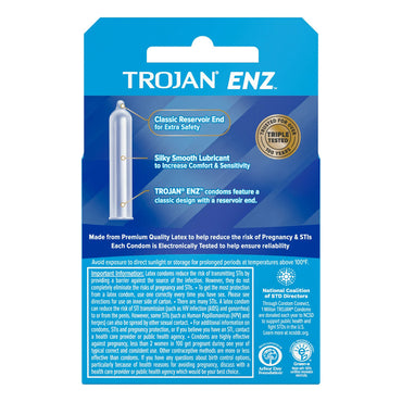 Trojan-Enz Lubricated Latex Condoms - 3 Ea