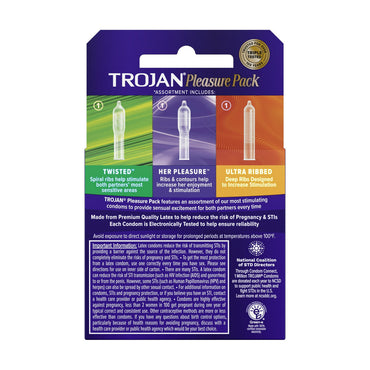 Trojan Pleasure Pack Ultra Ribbed Lubricated Condoms - 3 Ea