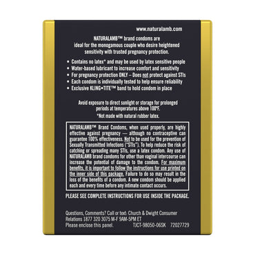 Trojan Naturalamb Natural Skin Lubricated Condoms - 3 Ea, 6 Pack
