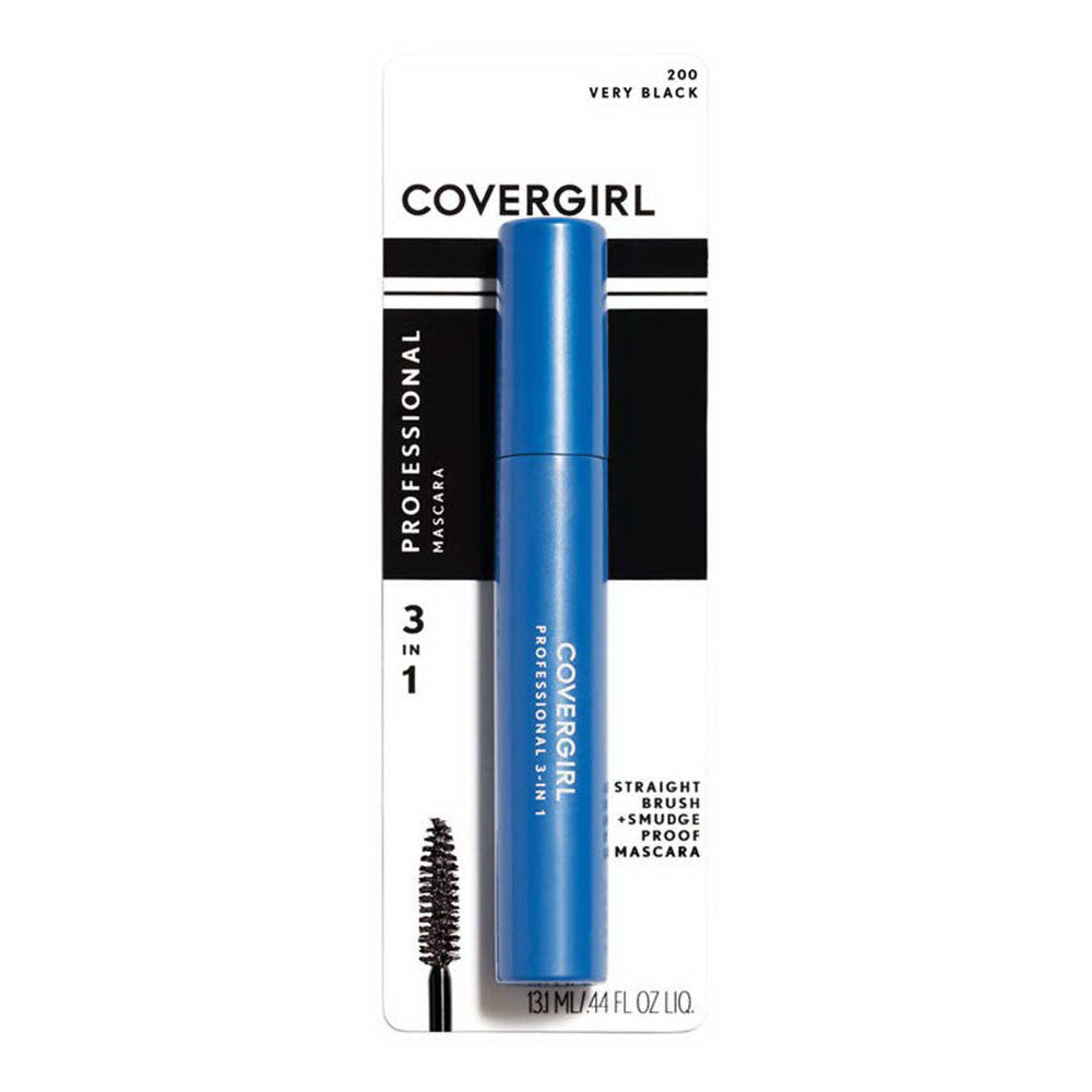 Cover Girl Professional 3 In 1 Straight Brush Mascara, 200 Very Black, 0.30 Oz