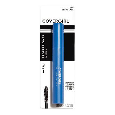 Cover Girl Professional 3 In 1 Straight Brush Mascara, 200 Very Black, 0.30 Oz