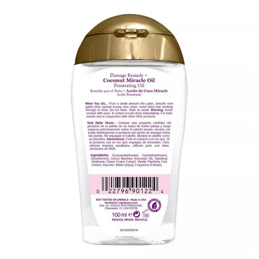 Ogx Extra Strength Damage Remedy Plus Coconut Miracle Penetrating Hair Oil, 3.3 Oz