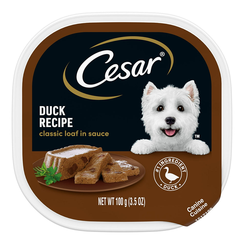 Cesar Classic Loaf in Sauce Canine Cuisine Duck Recipe Great Taste Wet Dog Food 3.5Oz (100g)