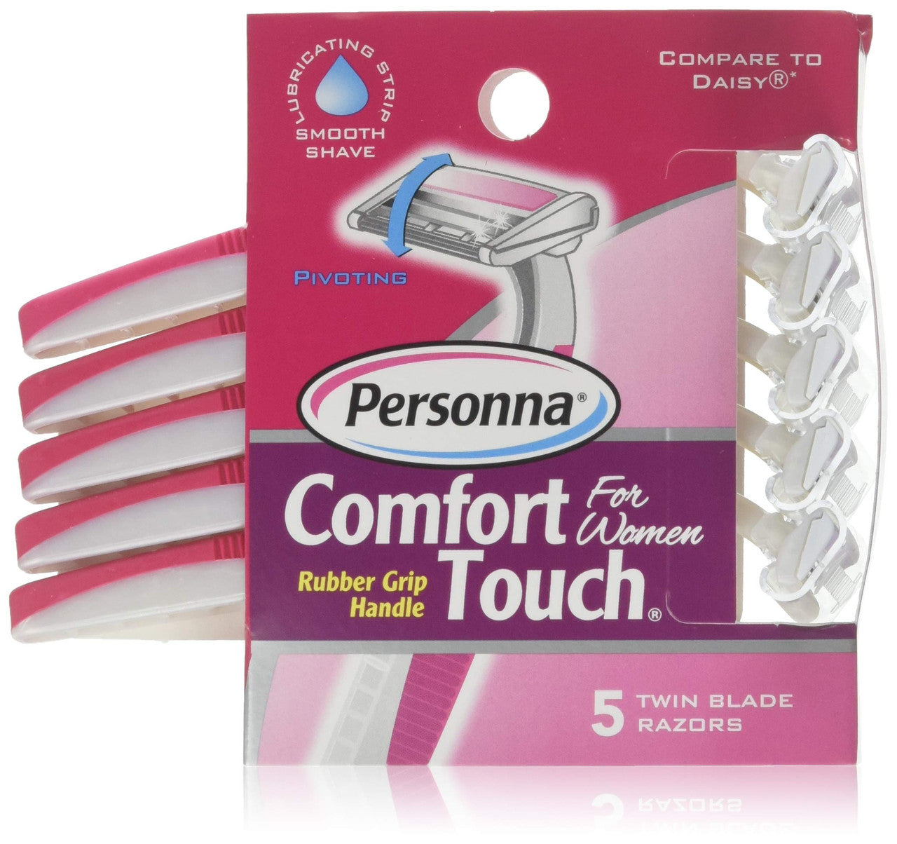 Personna Comfort Touch Twin Blade Disposable Razors With Rubber Grip Handle - 5 Ea, 3 Pack