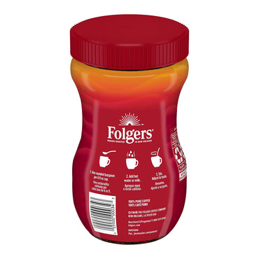 Folgers Classic Roast Instant Coffee Crystals, 8 Oz
