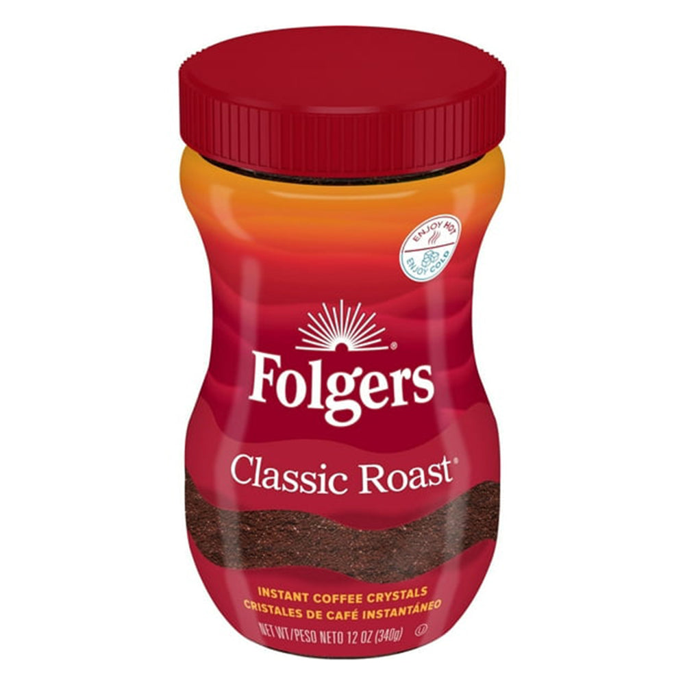 Folgers Classic Roast Instant Coffee Smooth and Rich Flavor 12Oz (340g)