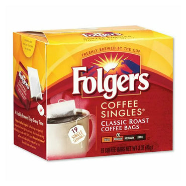 Folgers Coffee Singles, Classic Roast Coffee Bags, 3 Oz