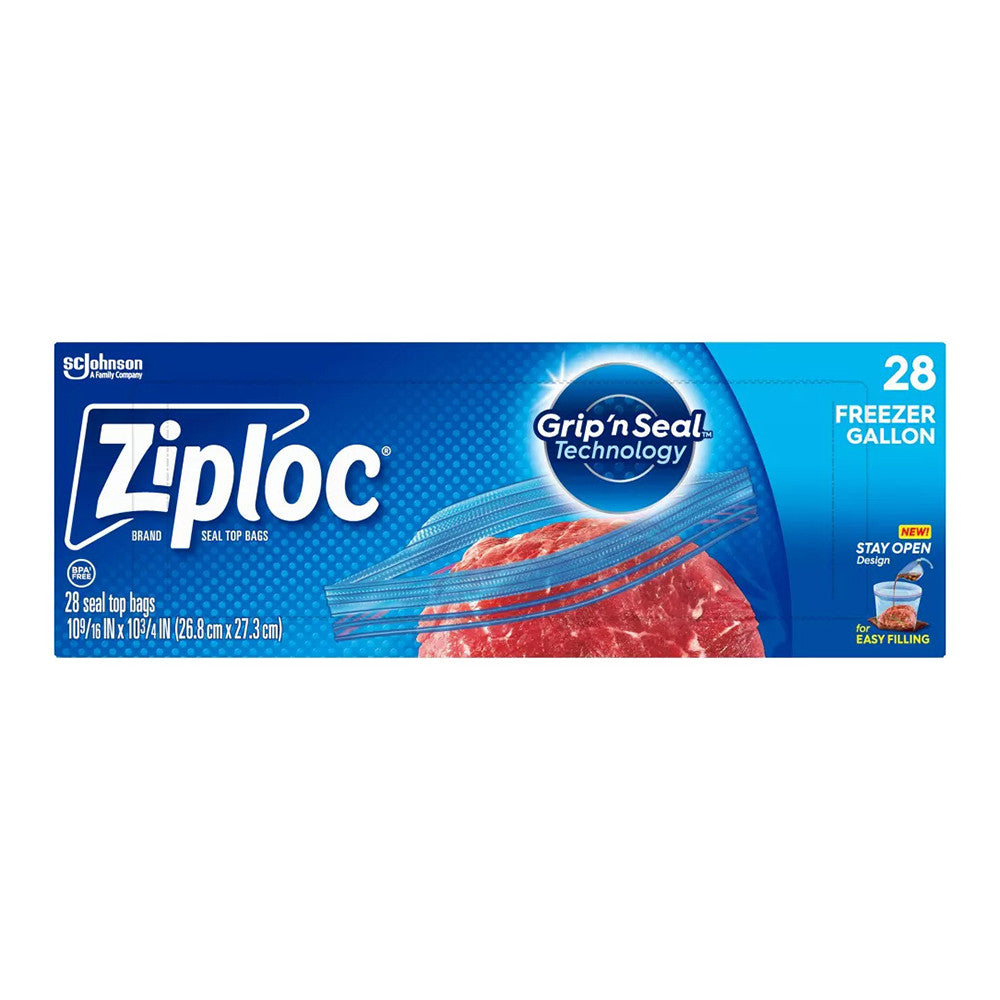 Ziploc Gallon Food Storage Freezer Bags, Grip 'n Seal Technology, 28 Ea