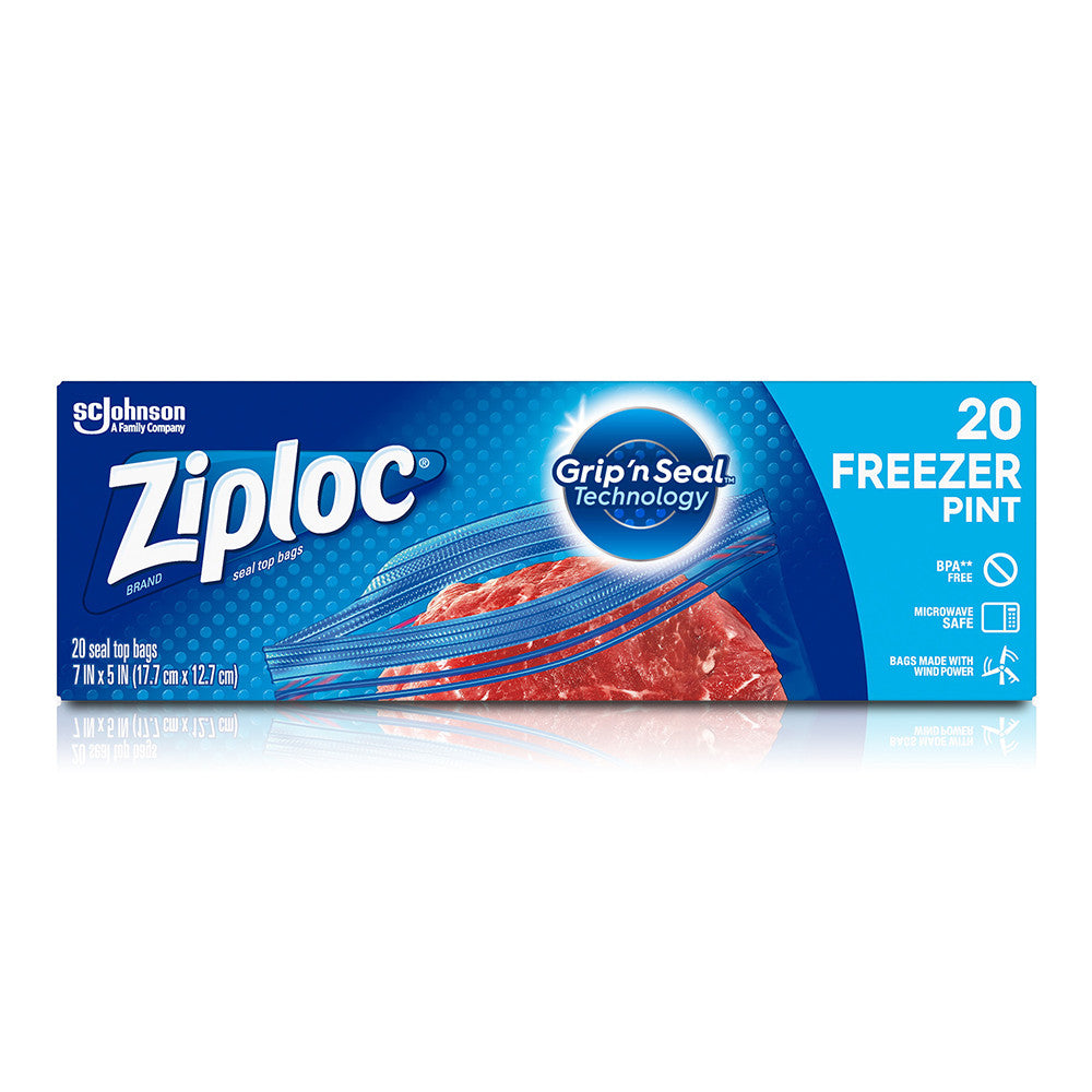 Ziploc Pint Food Storage Freezer Bags With Grip n Seal Technology, 20 Ea
