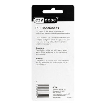 Ezy Dose Daily Round Portable Pill Containers, 67700, 2 Ea
