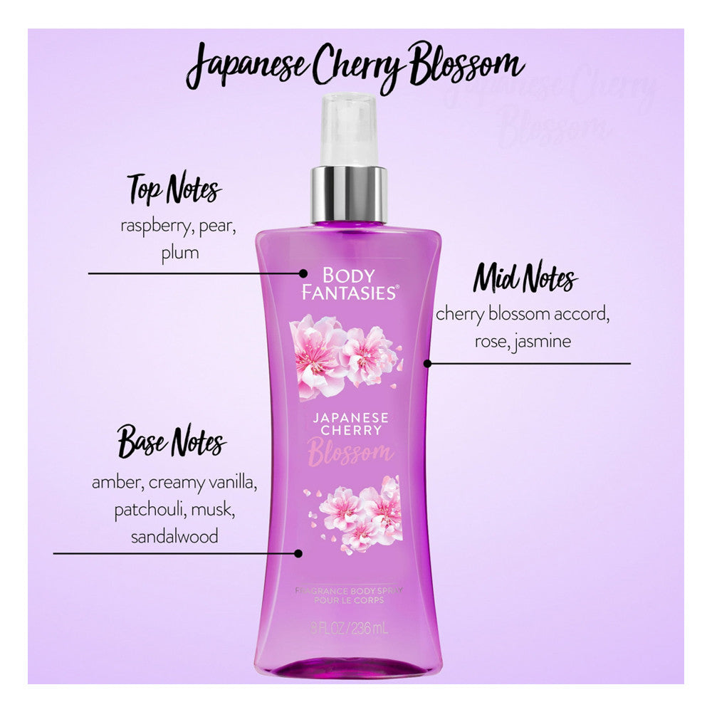 Body Fantasies Signature Fragrance Body Spray, Japanese Cherry Blossom, 8 Oz