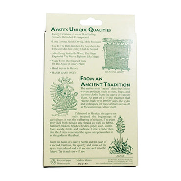 Flower Valley Natural Agave Fiber Washcloth, 1 Ea