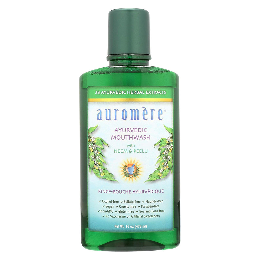 Auromere Ayurvedic Mouth Wash Herbal Oral Care Refreshing and Purifying Formula 16Oz (473ml)