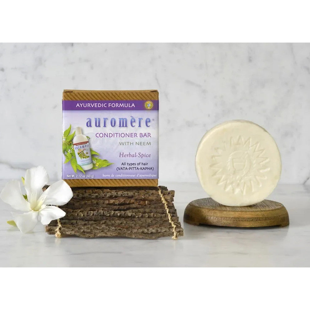 Auromere Ayurvedic Hair Conditioner Bar with Neem Herbal-Spice, 2.12 Oz
