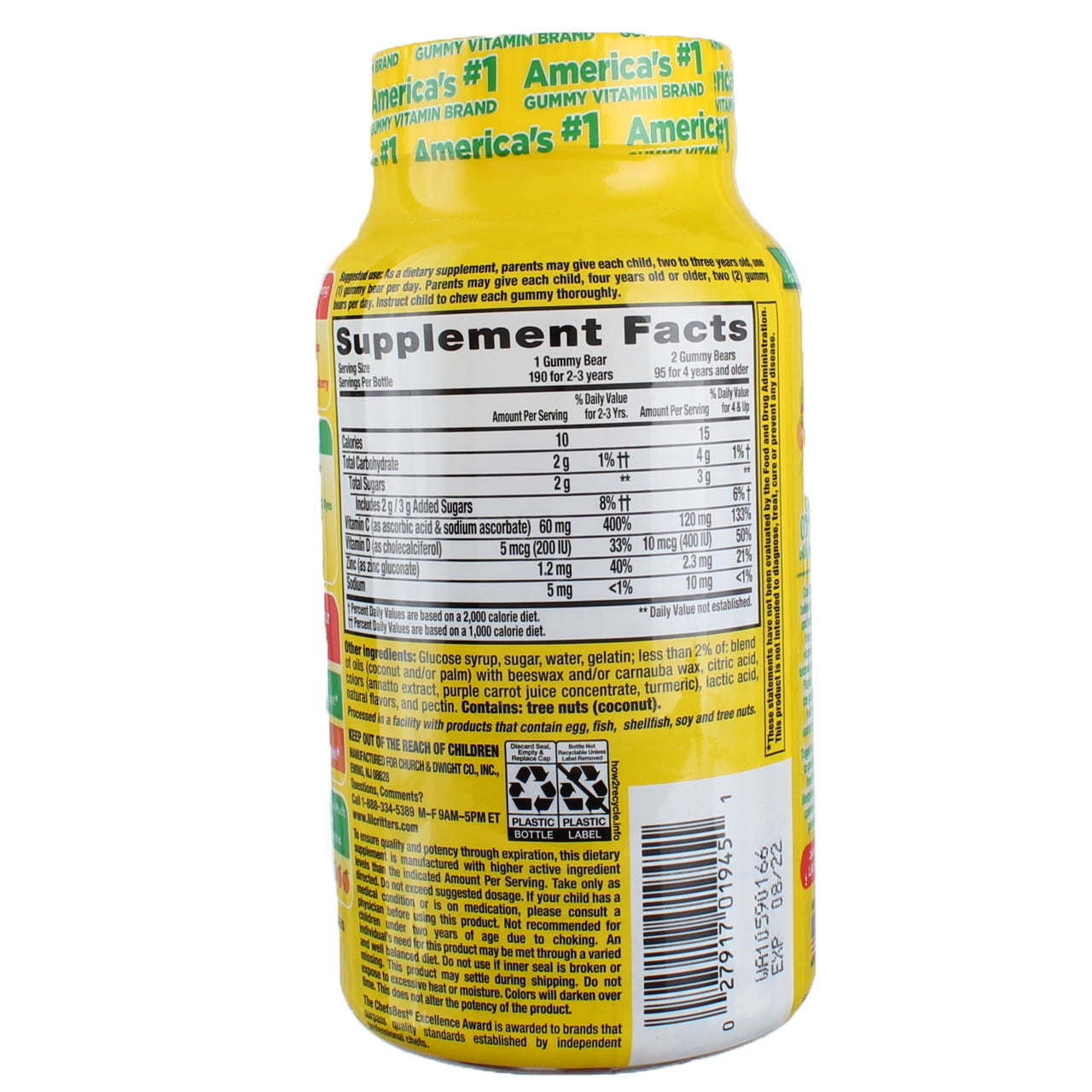 Lil Critters Immune C Plus Zinc and Vitamin D For Immune Support Gummies - 190 Ea