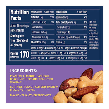 Planters Salted Mixed Nuts, Party Snacks, 10.3 Oz