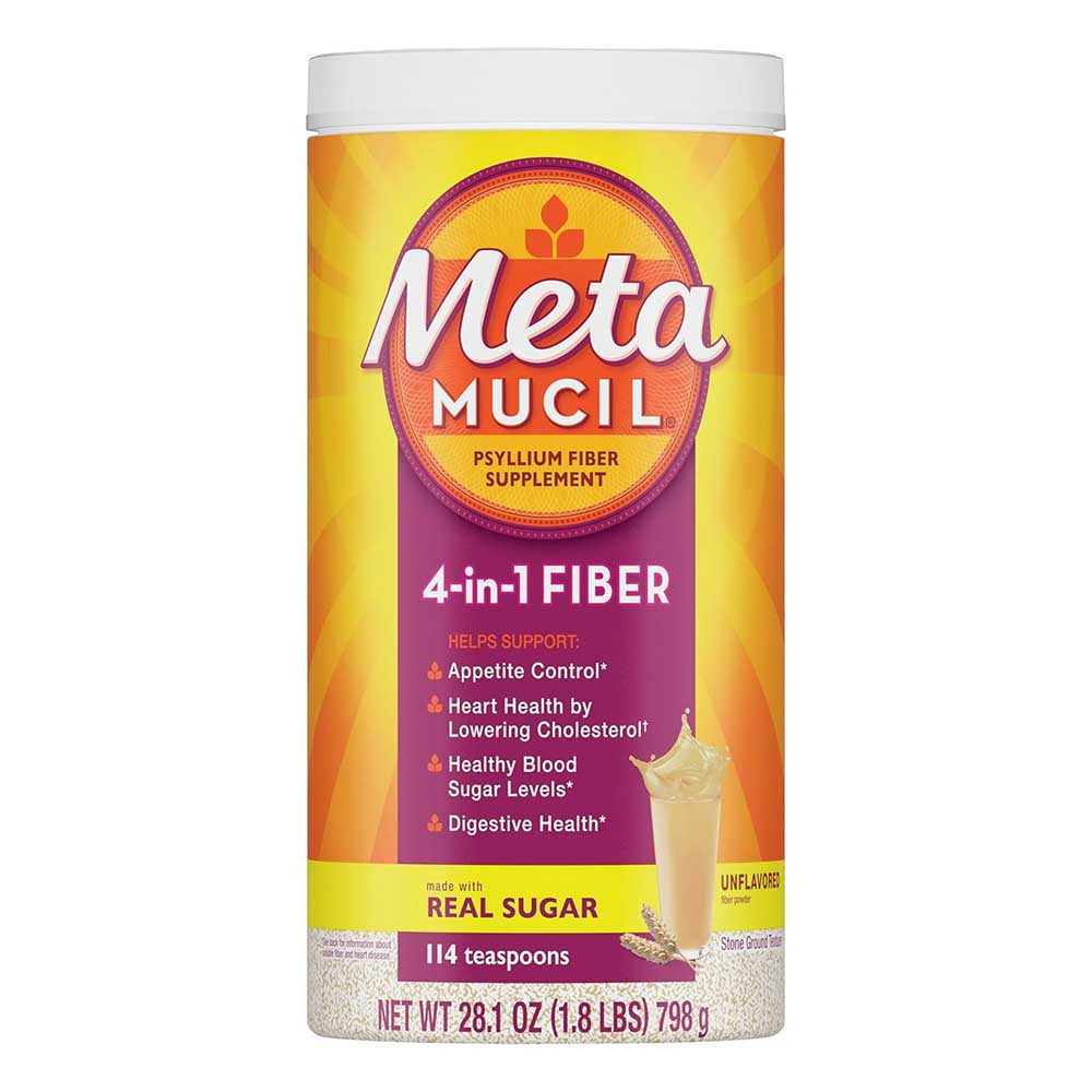 Metamucil Daily Psyllium Fiber Supplement 4in1 Fiber for Digestive Health Unflavored 114 Servings 28.1Oz (798g)