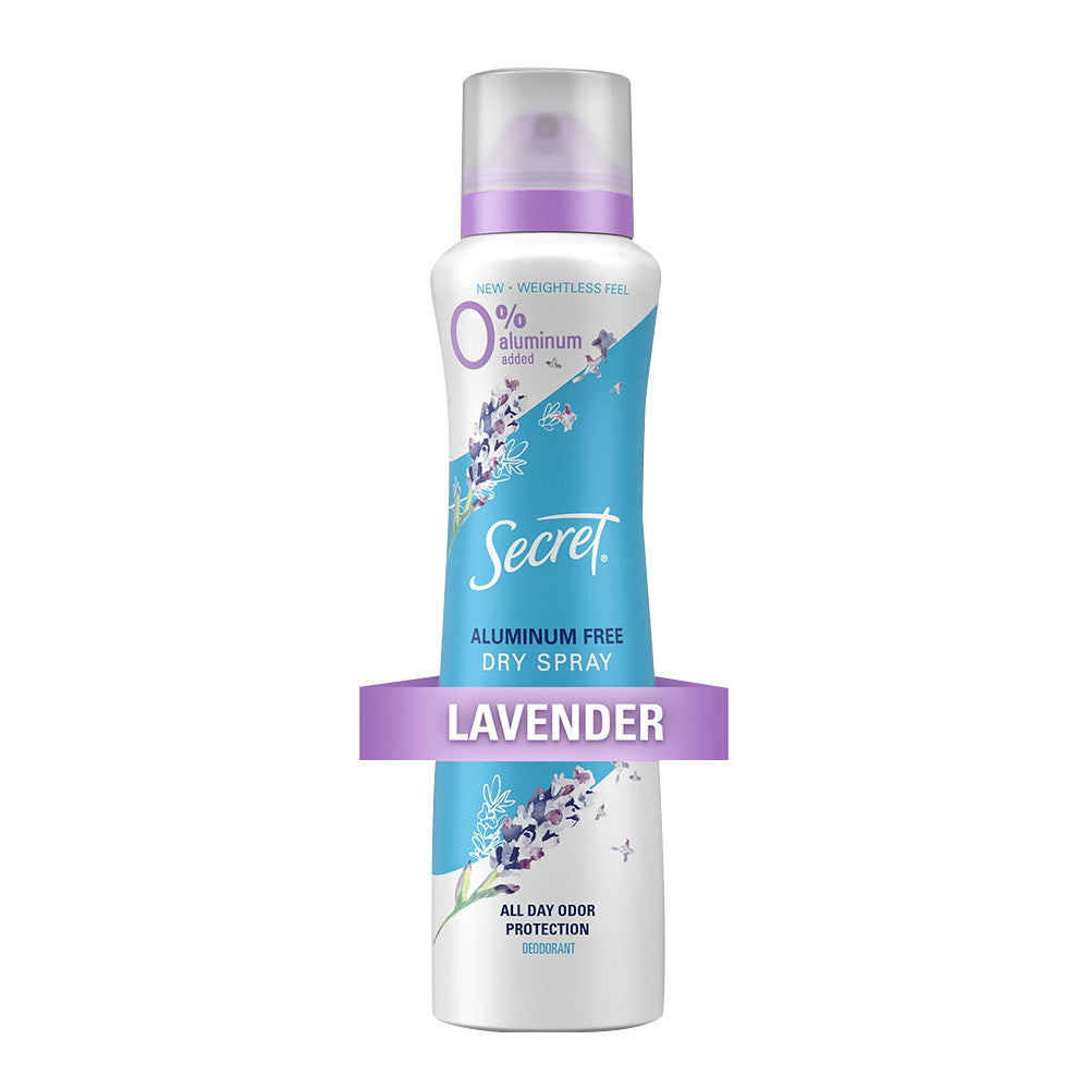 Secret Dry Spray Aluminum Free Deodorant, Lavender and Hemp Seed Oil, 4.1 Oz