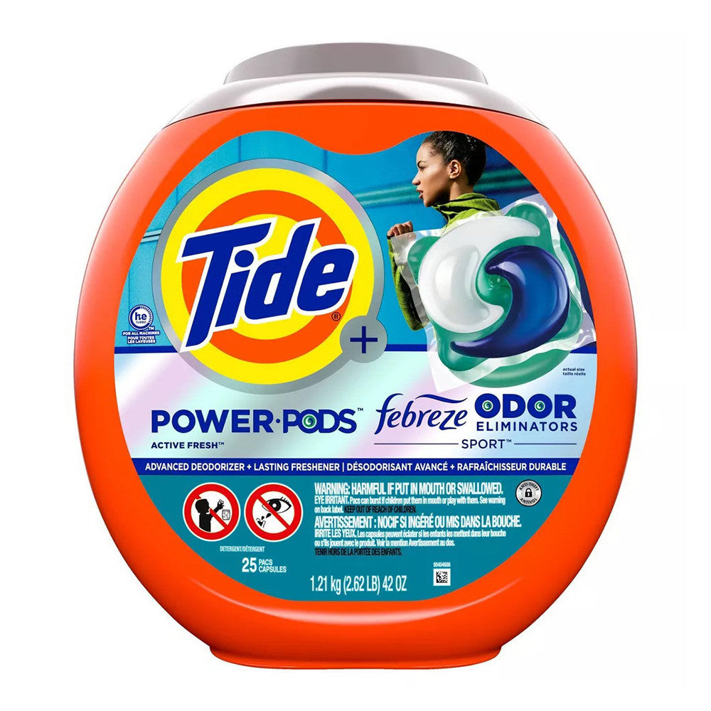 Tide Power Pods Laundry Detergent, Febreze Odor Sport, 42 Oz