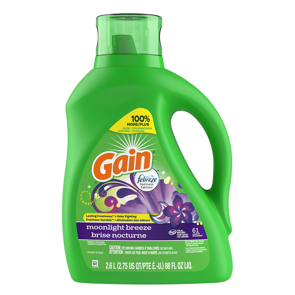 Gain Liquid Laundry Detergent Moonlight Breeze Scent for Lasting Freshness 88Oz (2.6l)
