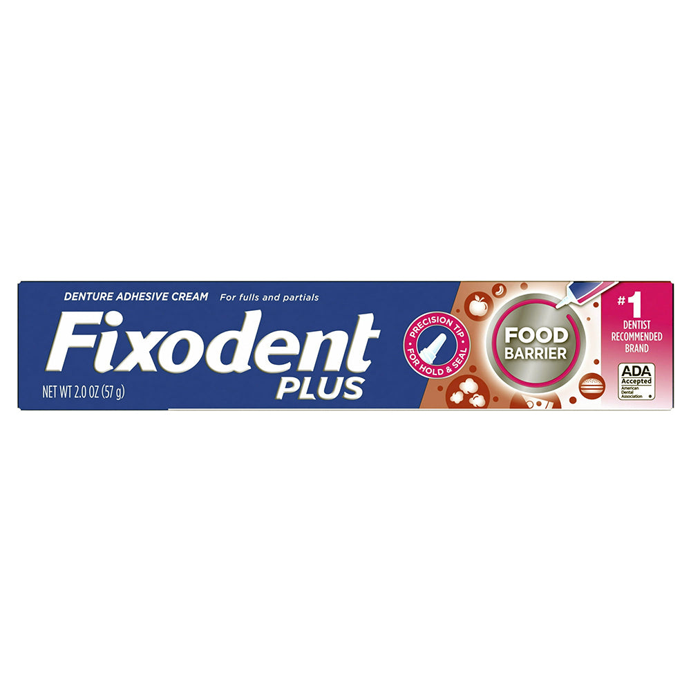 Fixodent Plus Denture Adhesive Cream Food Barrier Protection 2Oz (57g)