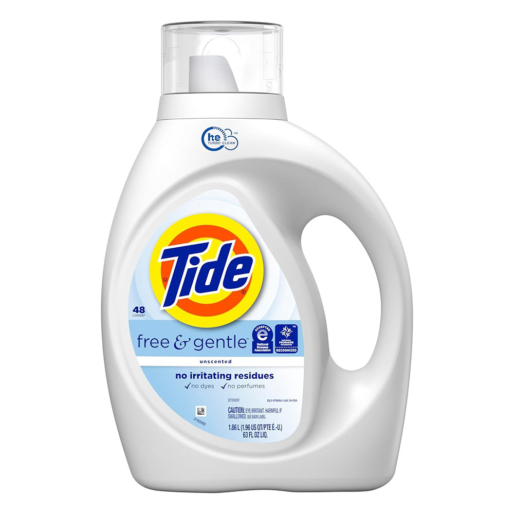 Tide Free and Gentle Liquid Laundry Detergent for Sensitive Skin 63Oz (1.86L)