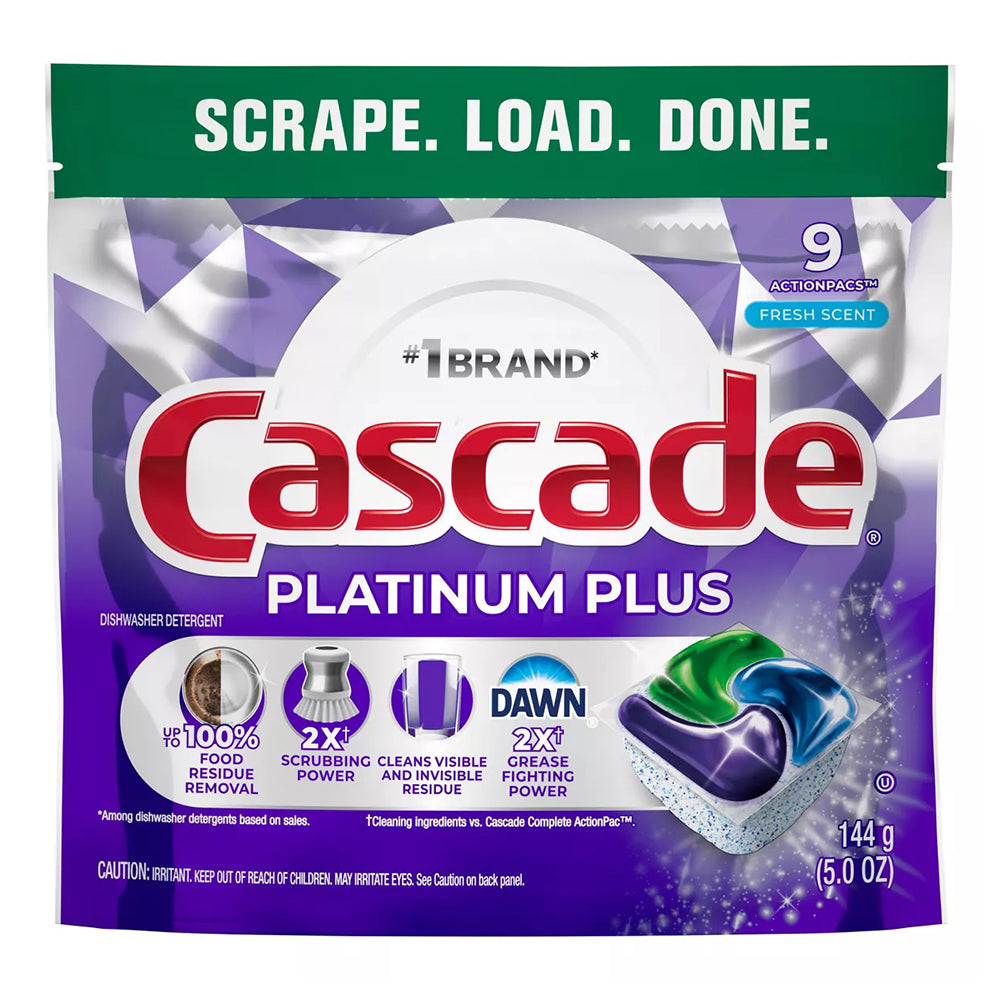 Cascade Platinum Plus Pods Dishwasher Detergent Fresh Scent 0.55Oz (16g) 9Ea