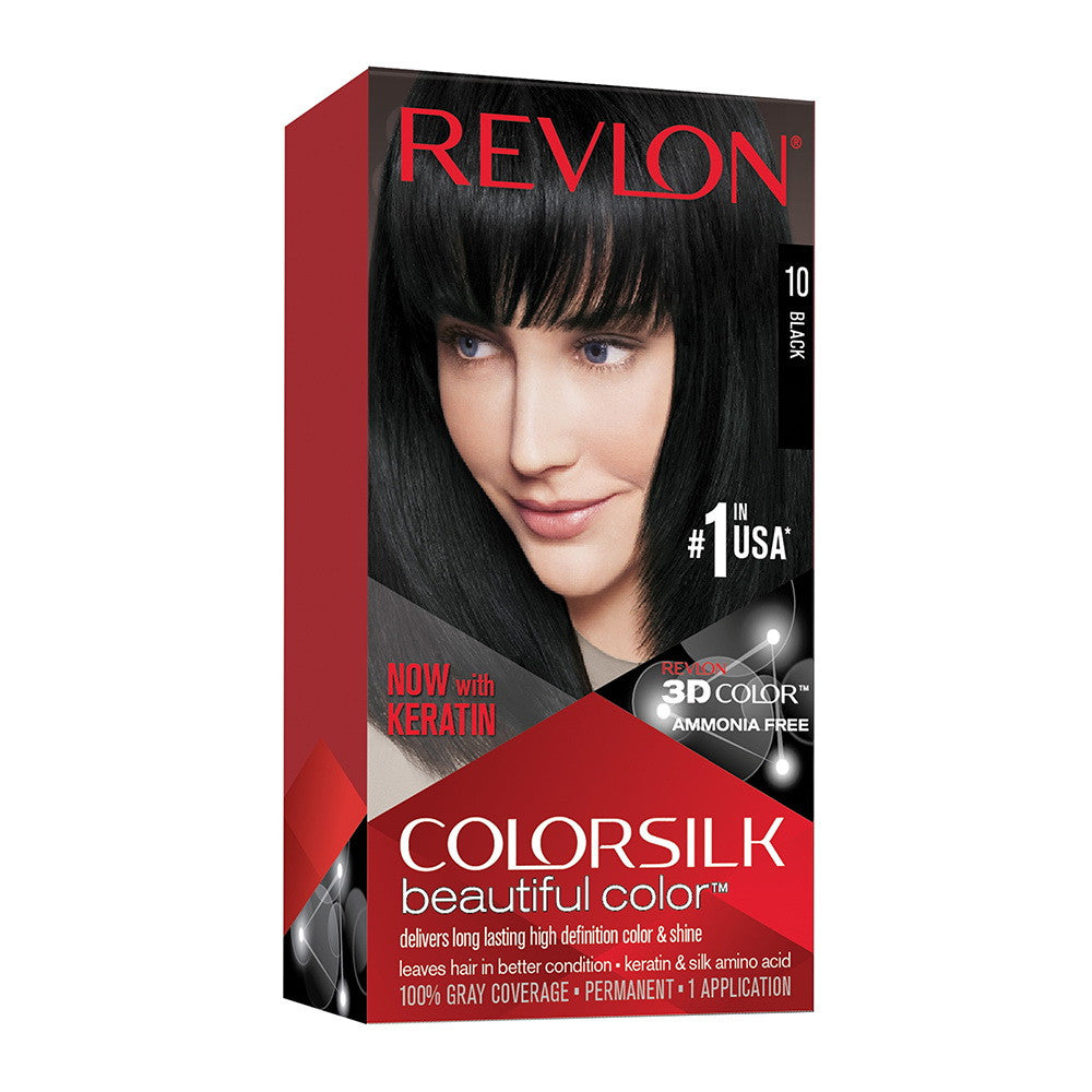 Revlon Colorsilk Beautiful Permanent Hair Color, 10 Black, 1 Ea