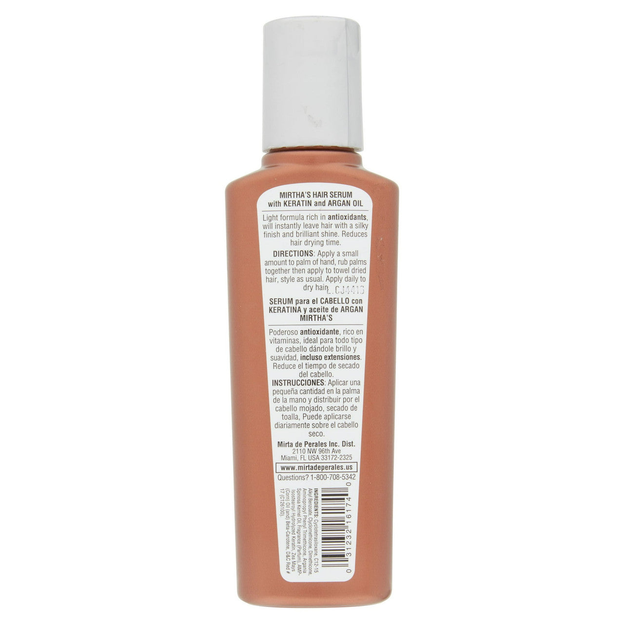 Mirta de Perales Hair Serum with Keratin and Argon Oil from Morocco, 4 Oz