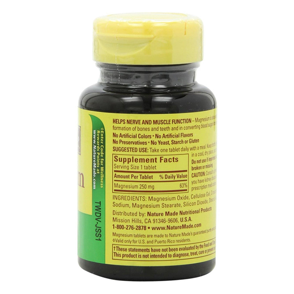 Nature Made Generic Magnesium 250Mg Dietary Supplement Tablets, 100 Ea