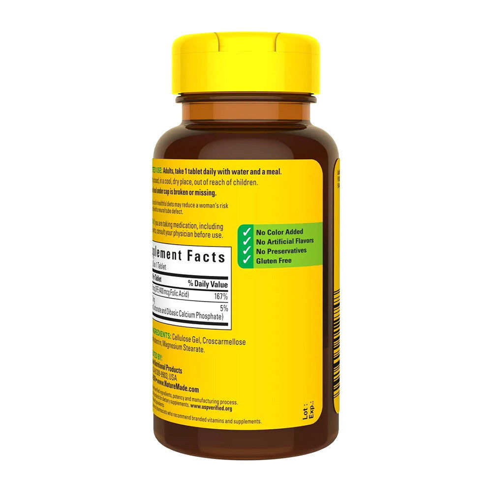 Nature Made Folic Acid 400 Mcg Tablets To Reduce Child Birth Defects Tablets, 250 Ea