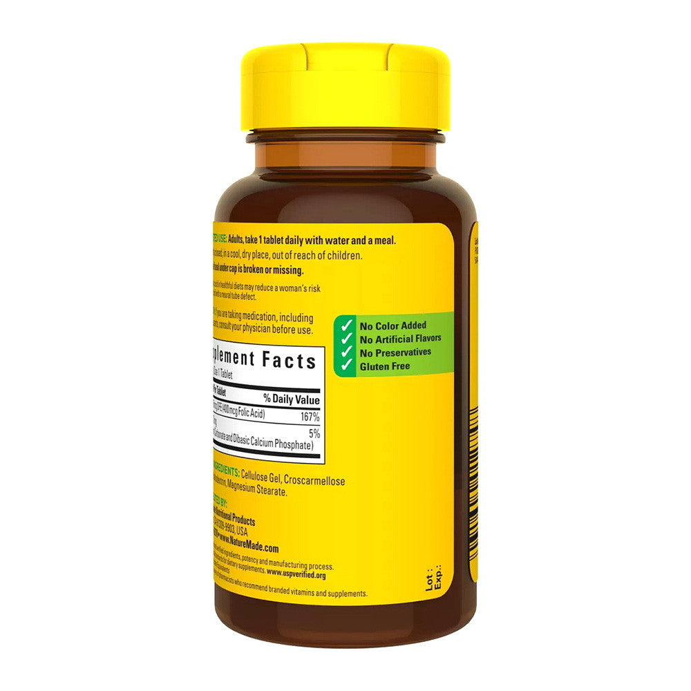 Nature Made Folic Acid 400 Mcg Tablets To Reduce Child Birth Defects Tablets, 250 Ea