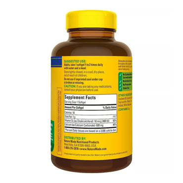 Nature Made Calcium 600Mg With Vitamin D 400 Iu Softgels, 100 Ea