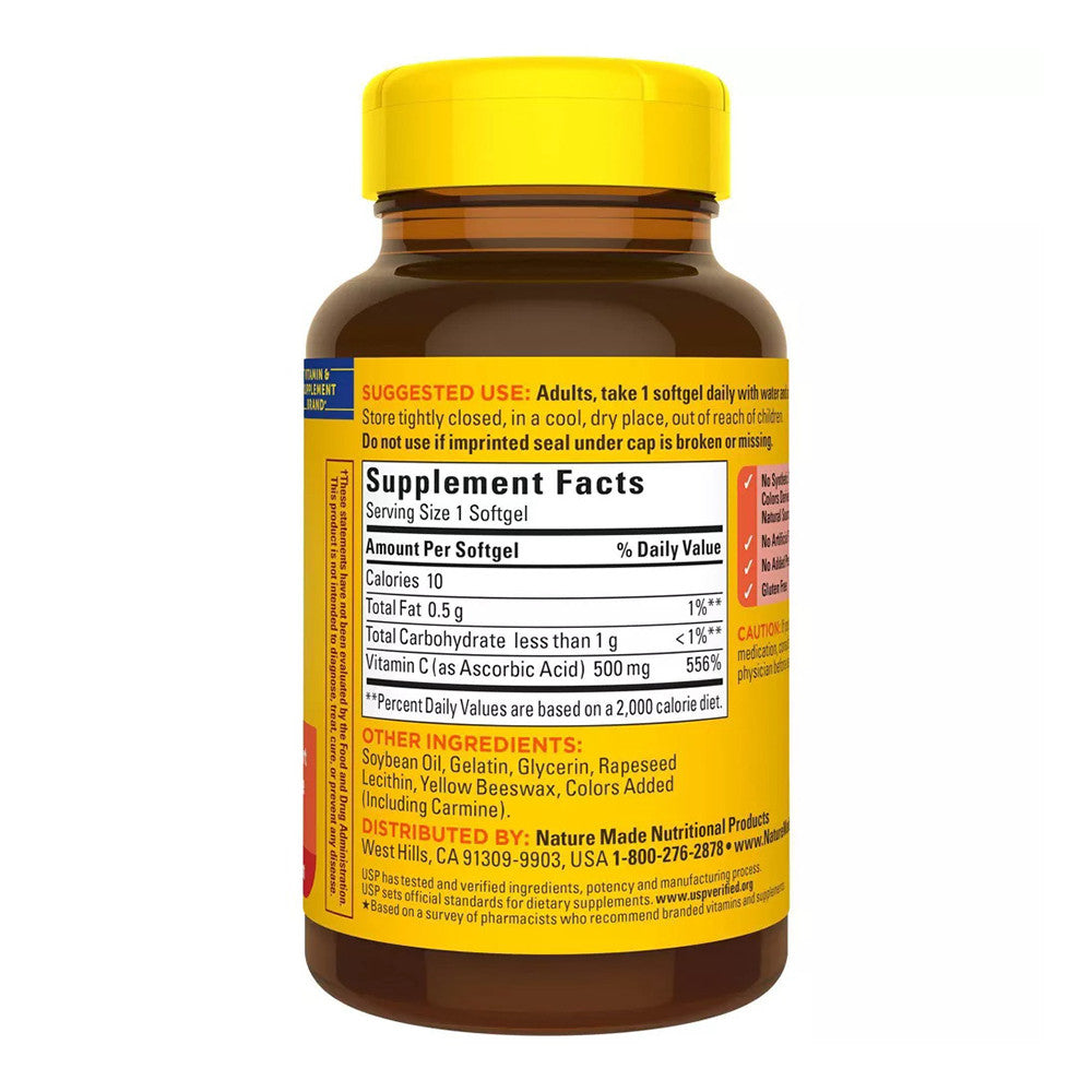 Nature Made Vitamin C 500 Mg Liquid Softgels, 60 Ea