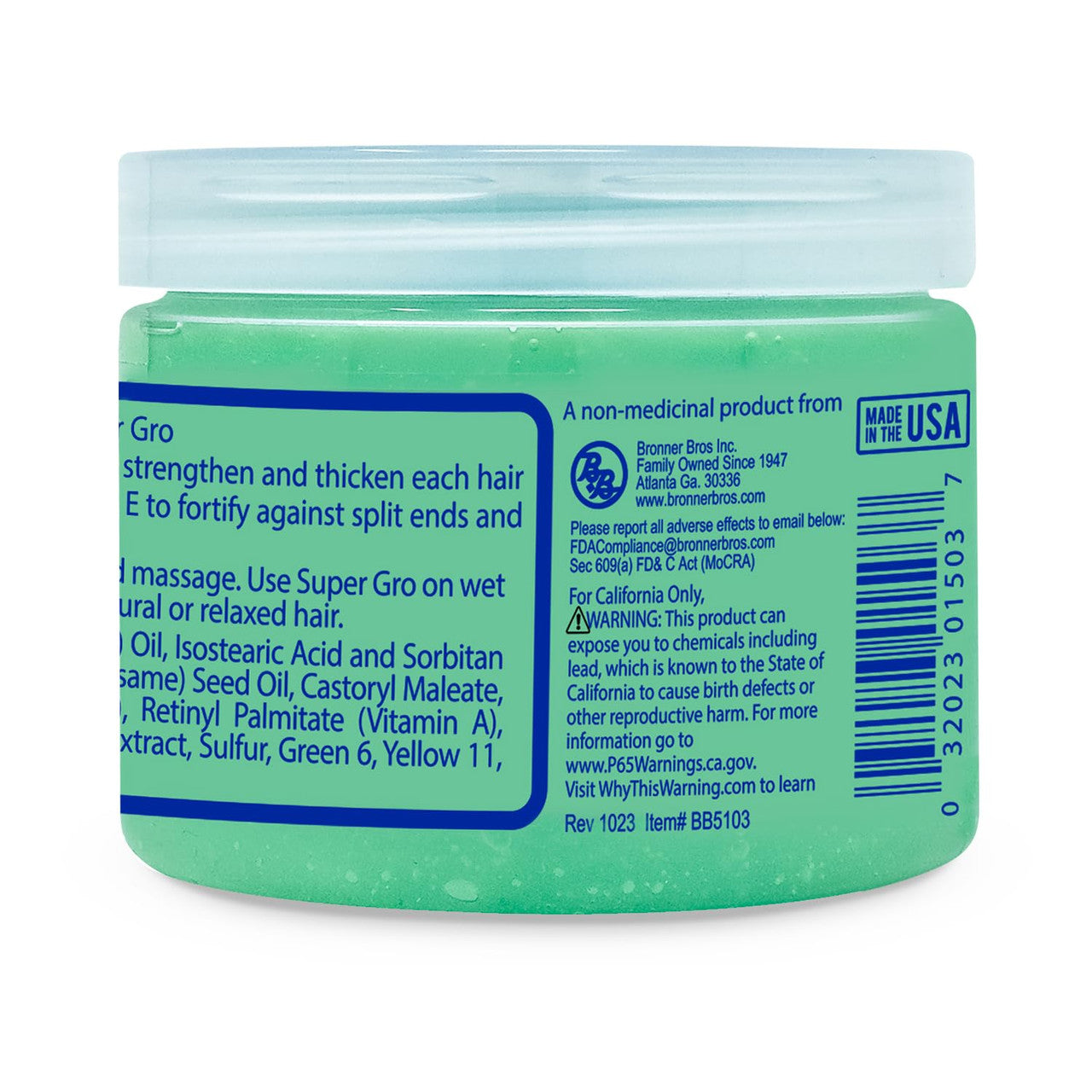 Bronner Brothers Super Gro Conditioner With Vitamin E, Maximum Strength, 6 oz