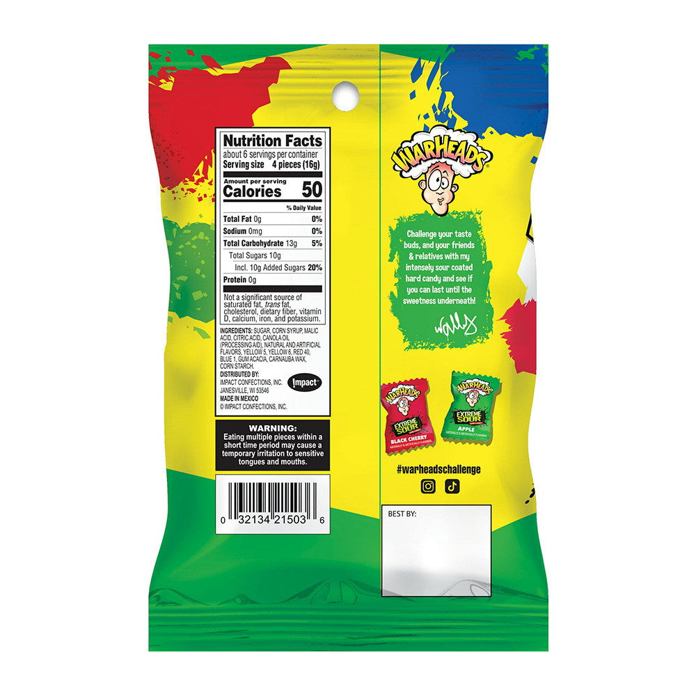 Warheads Extreme Sour Hard Candy, Assorted, 3.25 Oz