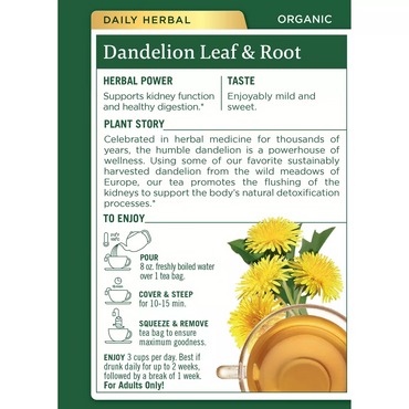 Traditional Medicinals Organic Dandelion Leaf and Root Tea, 16 Tea Bags