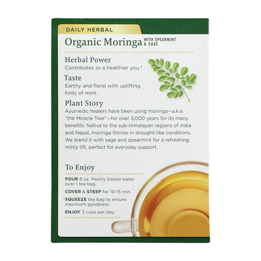 Traditional Medicinals Organic Moringa with Supermint Sage Tea Bags, 16 Ea, 0.85 Oz