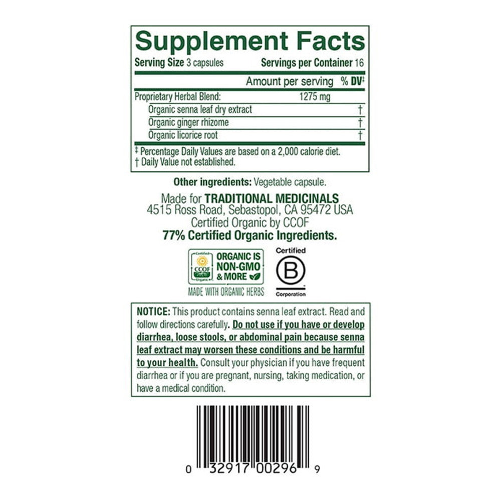 Traditional Medicinals Smooth Move Senna Herbal Supplement Capsules, 50 Ea