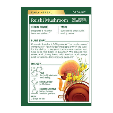 Traditional Medicinals Reishi Mushroom Tea, Rooibos And Orange Peel, 16 Ea