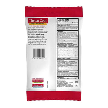 Traditional Medicinals Organic Throat Coat Cough Drops, Sweet Orange 16Ea, Pack of 12