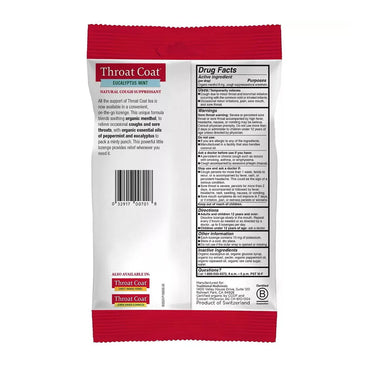 Traditional Medicinals Organic Throat Coat Cough Drops, Eucalyptus Mint with Menthol, 16 Ea